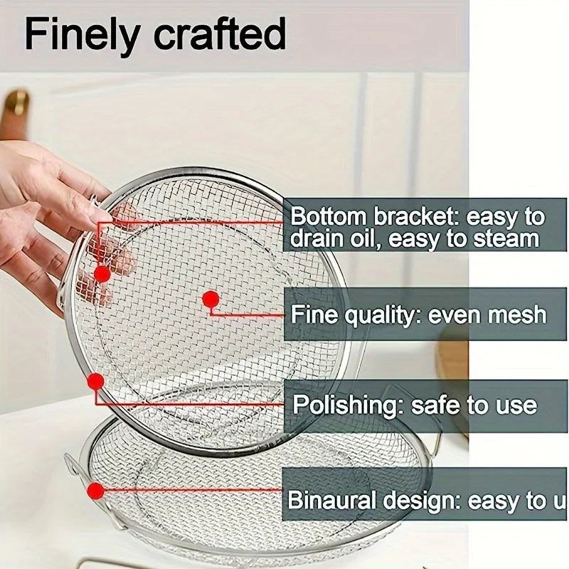 Stainless Steel Mesh Strainer Basket – Reusable Kitchen Filter Tray