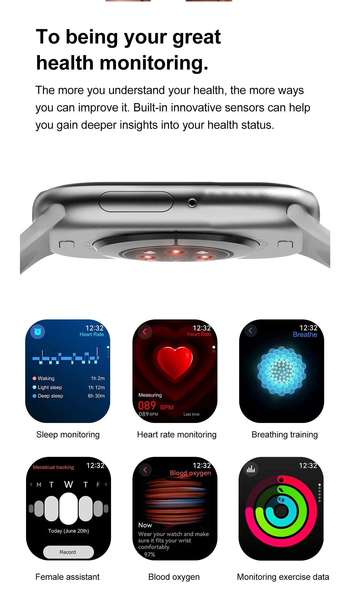 New 2025 Apple GPS Watch 10 – AMOLED Smartwatch with NFC, Bluetooth Calling, Music Memory & Waterproof Fitness Tracker