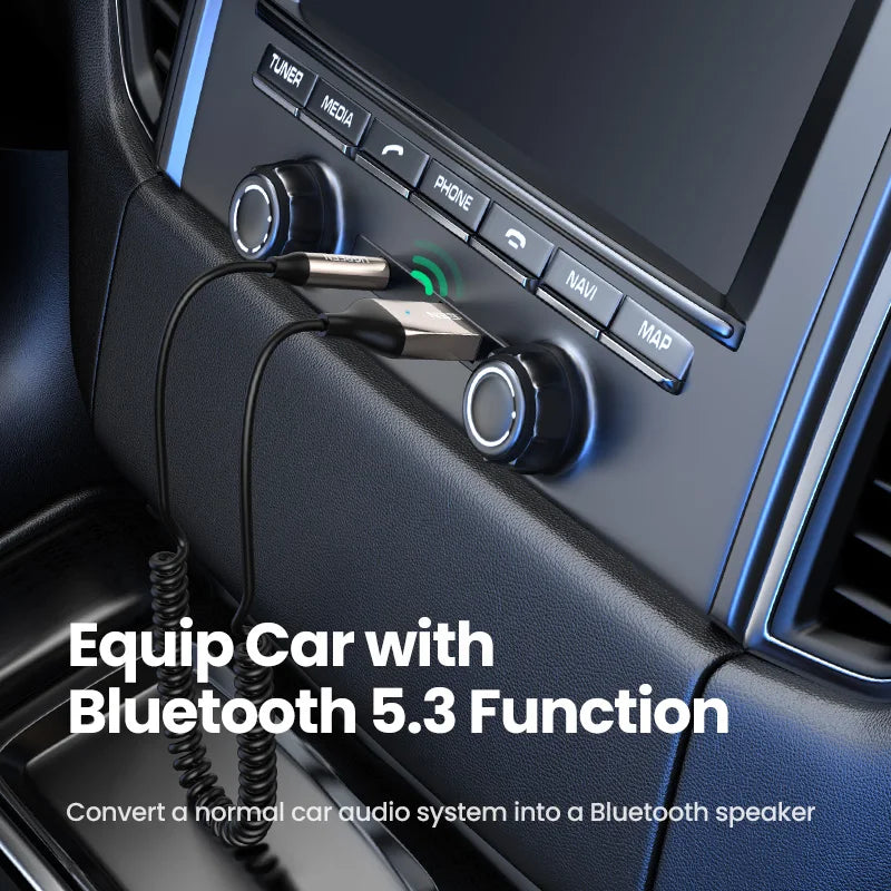Bluetooth 5.3 Car Audio Receiver Wireless Hands-Free Adapter AUX 3.5mm