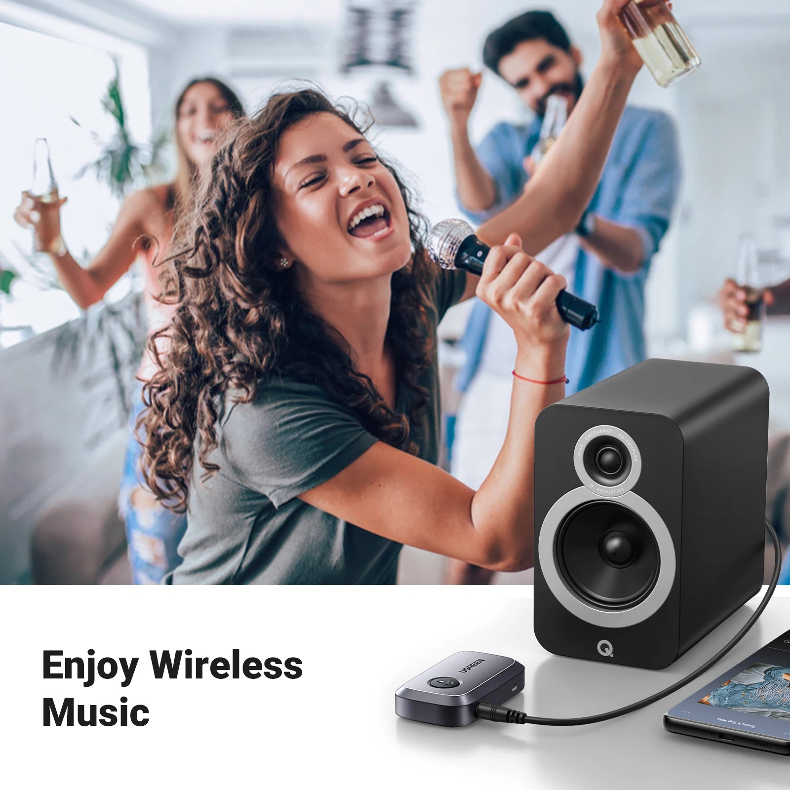 UGREEN Bluetooth Audio Receiver – Wireless 3.5mm Car Adapter, Handsfree Bluetooth 5.3