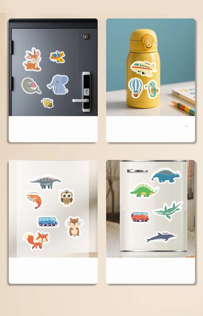 Reusable Magic Sticker Book – DIY Cartoon Animal Puzzle Learning Toy for Kids