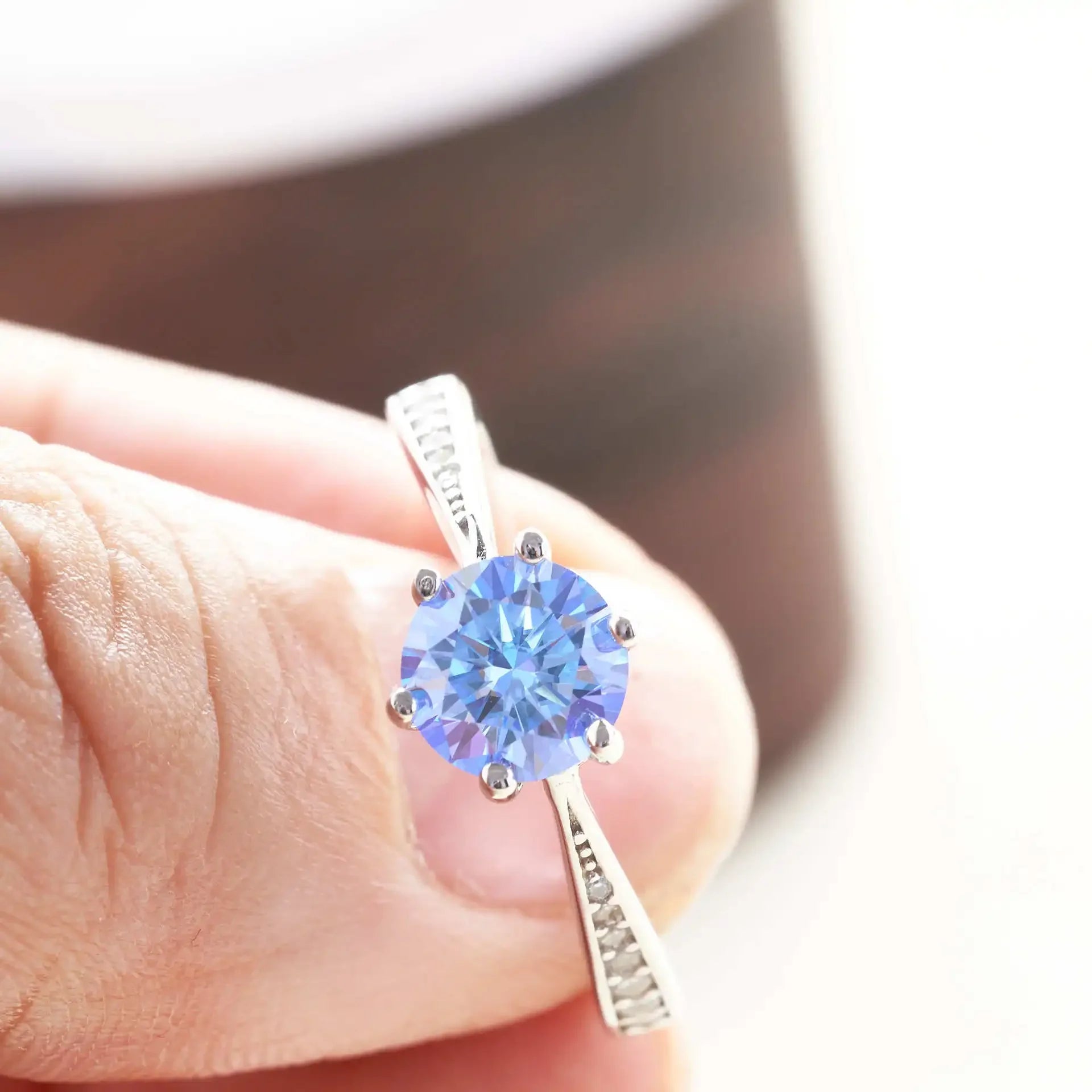 1/2/3 Carat Pink Moissanite Ring – 925 Sterling Silver Diamond-Test Wedding Band