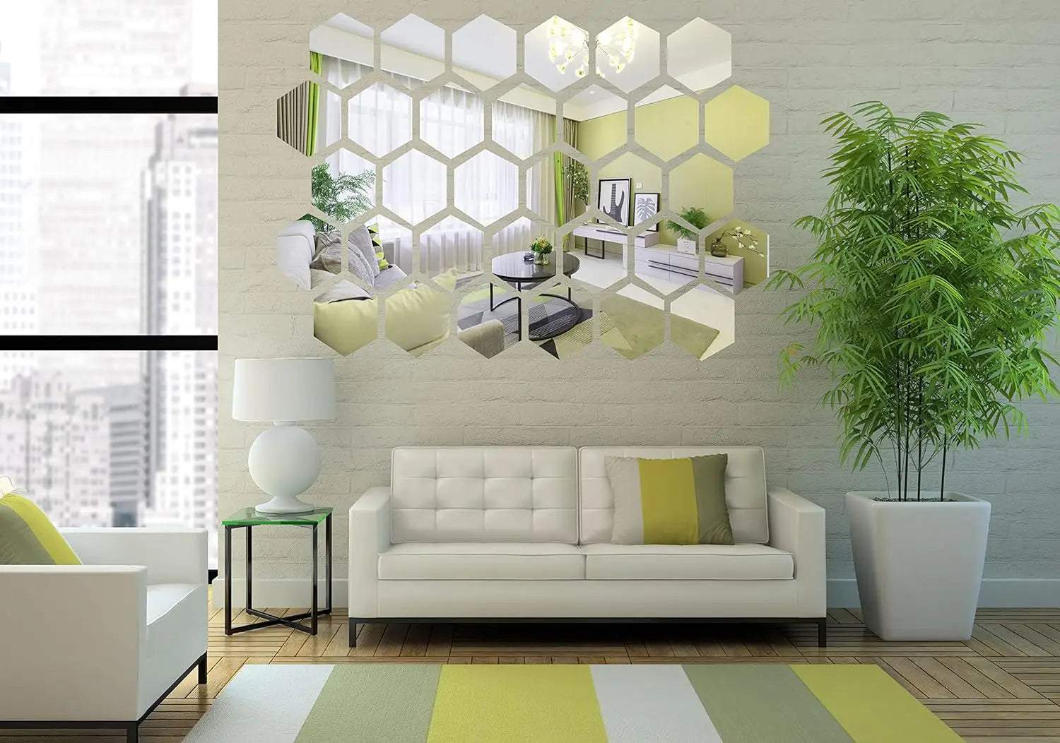 6/12pcs 3D Hexagon Mirror Wall Stickers – Rose Gold DIY Home & TV Background Decor