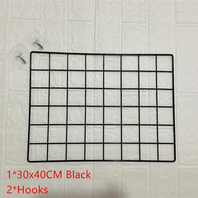 2/1pcs Iron Grid Wall Rack – INS Style Wall Decoration & Mesh Organizer Shelf for Home Display