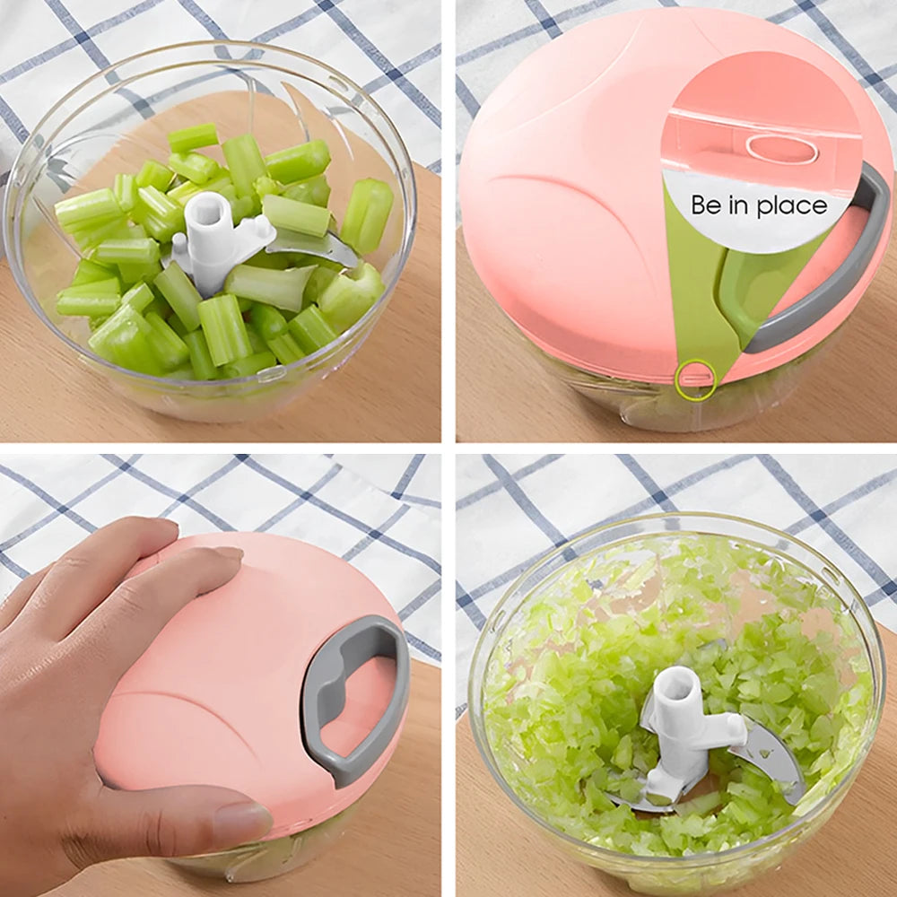 Manual Ginger & Garlic Grinder 500ml/900ml Handheld Food Vegetable Cutter