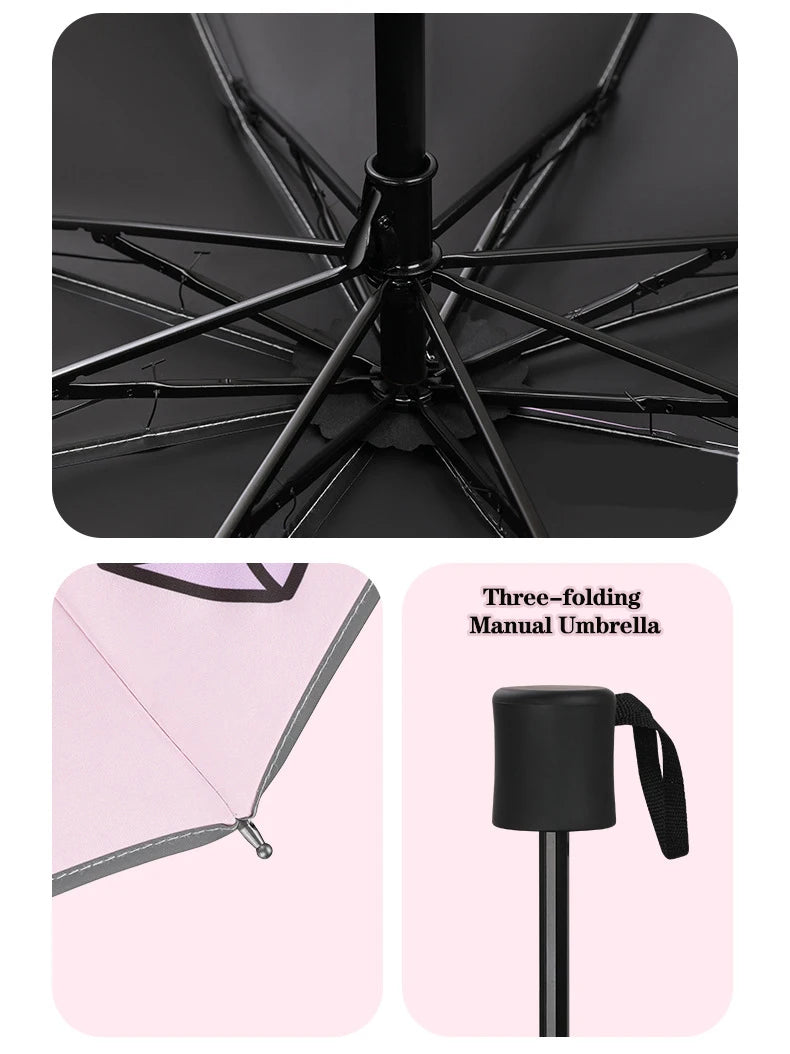 Pink Unicorn Princess Automatic Umbrella – Windproof Folding Reflective Umbrella