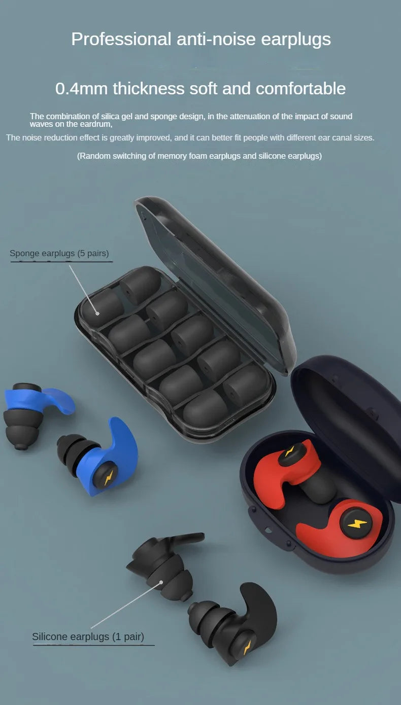 Noise-cancelling Sponge Earplugs Mute Sleep Soundproof Earplugs Separate Assembly Waterproof Silicone Earplugs Security