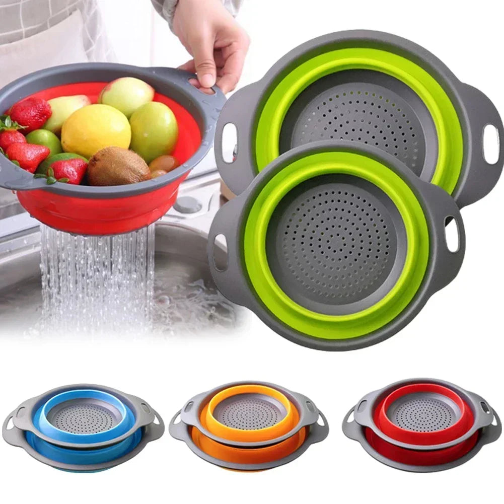 Silicone Folding Drain Basket – Collapsible Fruit & Vegetable Strainer