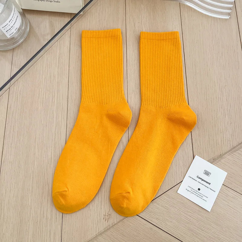Japanese Fashion Sports Socks – Unisex Cotton Street Style Crew Socks for Autumn & Winter