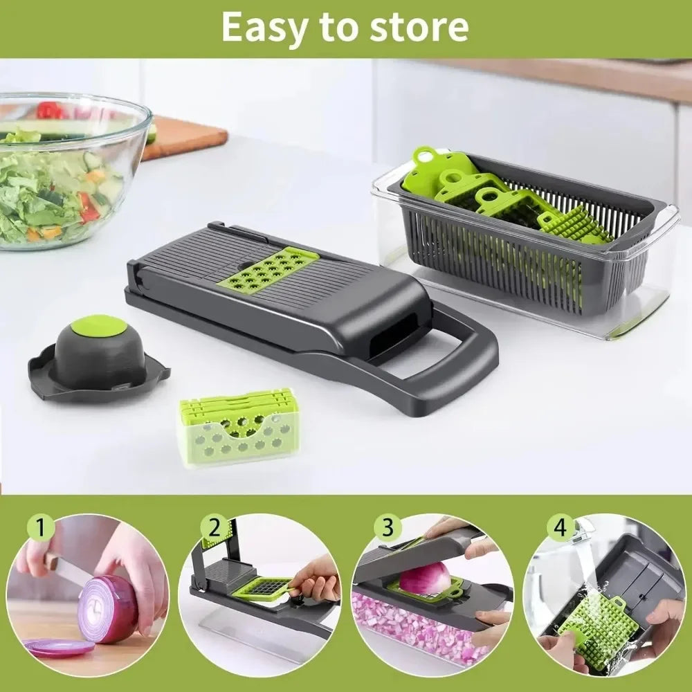 Multifunctional Vegetable Chopper – 14/16-in-1 Slicer, Dicer & Grater