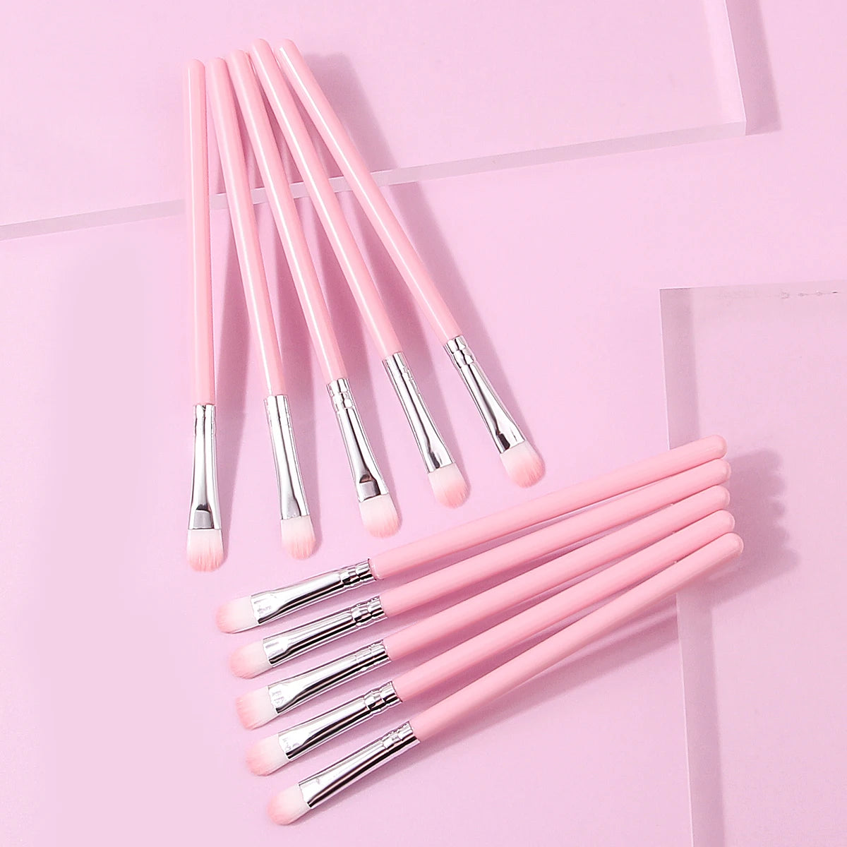 10PCS Pink Makeup Brush Set – Beginner-Friendly Multi-Functional Cosmetic Brushes