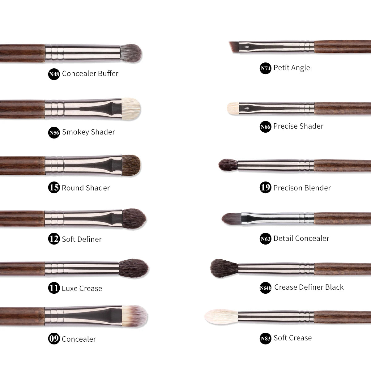 OVW 12pcs Professional Makeup Brush Set – Natural Hair Eye Shadow, Eyeliner, Eyebrow & Lip Brushes Beauty Tools
