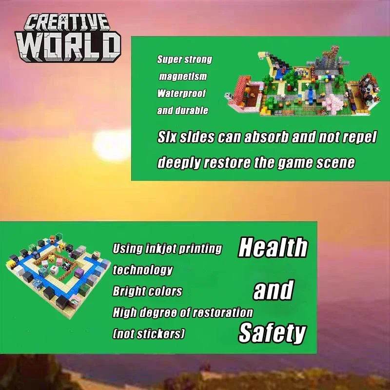 Magnetic Building Blocks Mine World Set – Educational Stacking Magnet Cubes for Kids