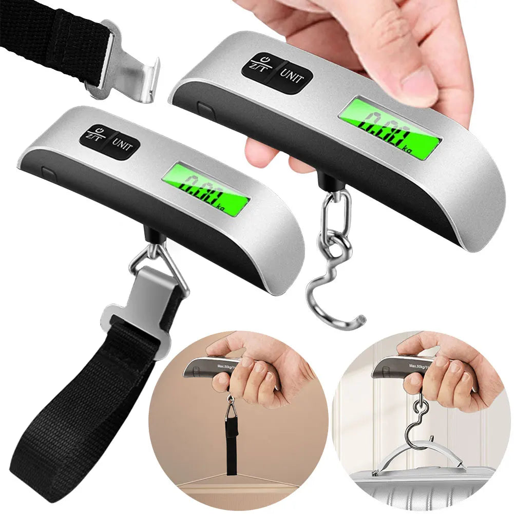 50kg/110lb Portable Digital Luggage Weight Scale LCD Display Electronic Hanging Suitcase Travel Weighs Portable Scale