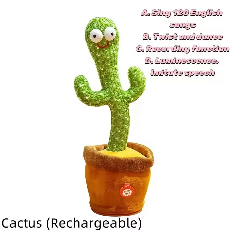 Dancing Cactus Plush Toy – 120 Songs Speaker Talking Voice Repeat for Kids