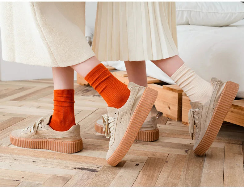 Japanese Fashion Sports Socks – Unisex Cotton Street Style Crew Socks for Autumn & Winter