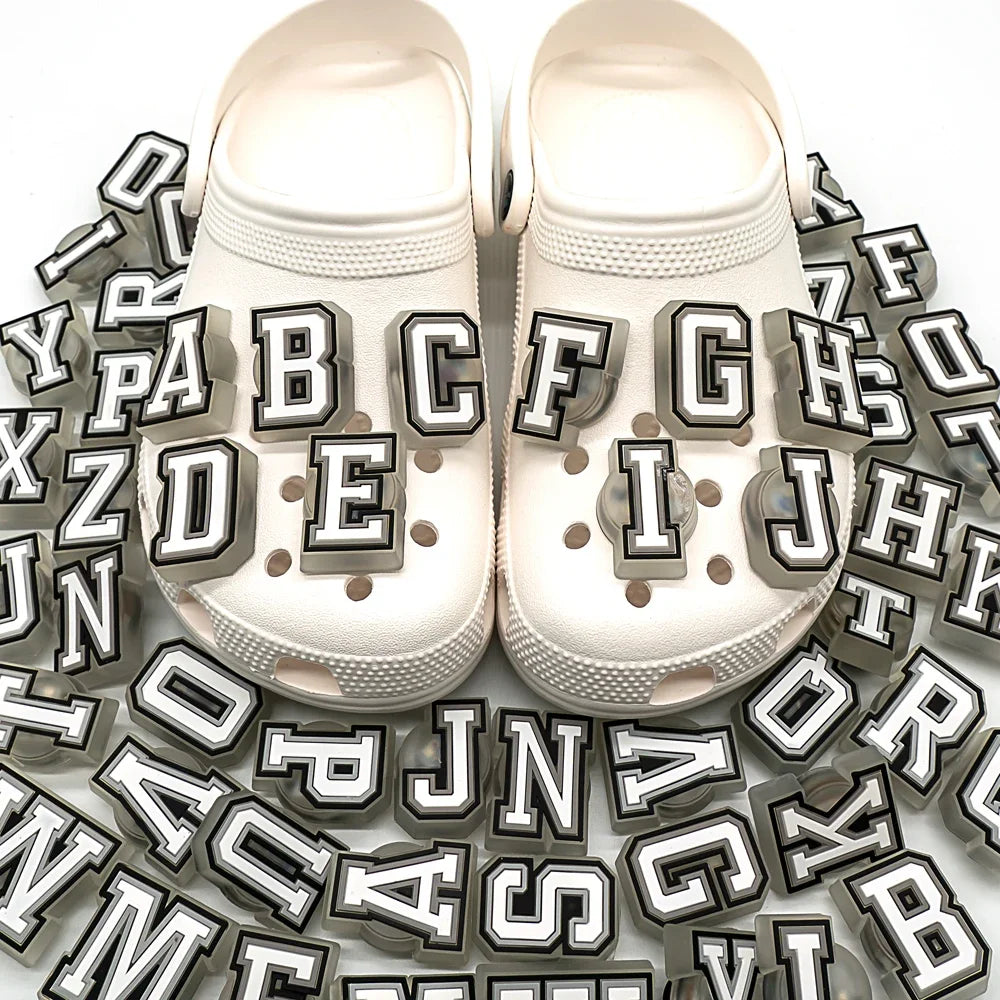 1/26pcs Letter LED Pins for Kids Lighted Shoe Charms Glowing Accessories Shoe Decorations Gifts Sandals Clog Buckles Ornament