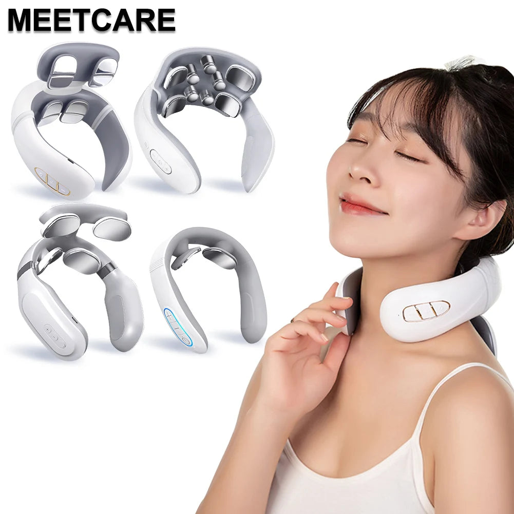 Smart Heated Neck & Back Massager – Wireless TENS Pulse Muscle Relaxer for Shoulder & Pain Relief