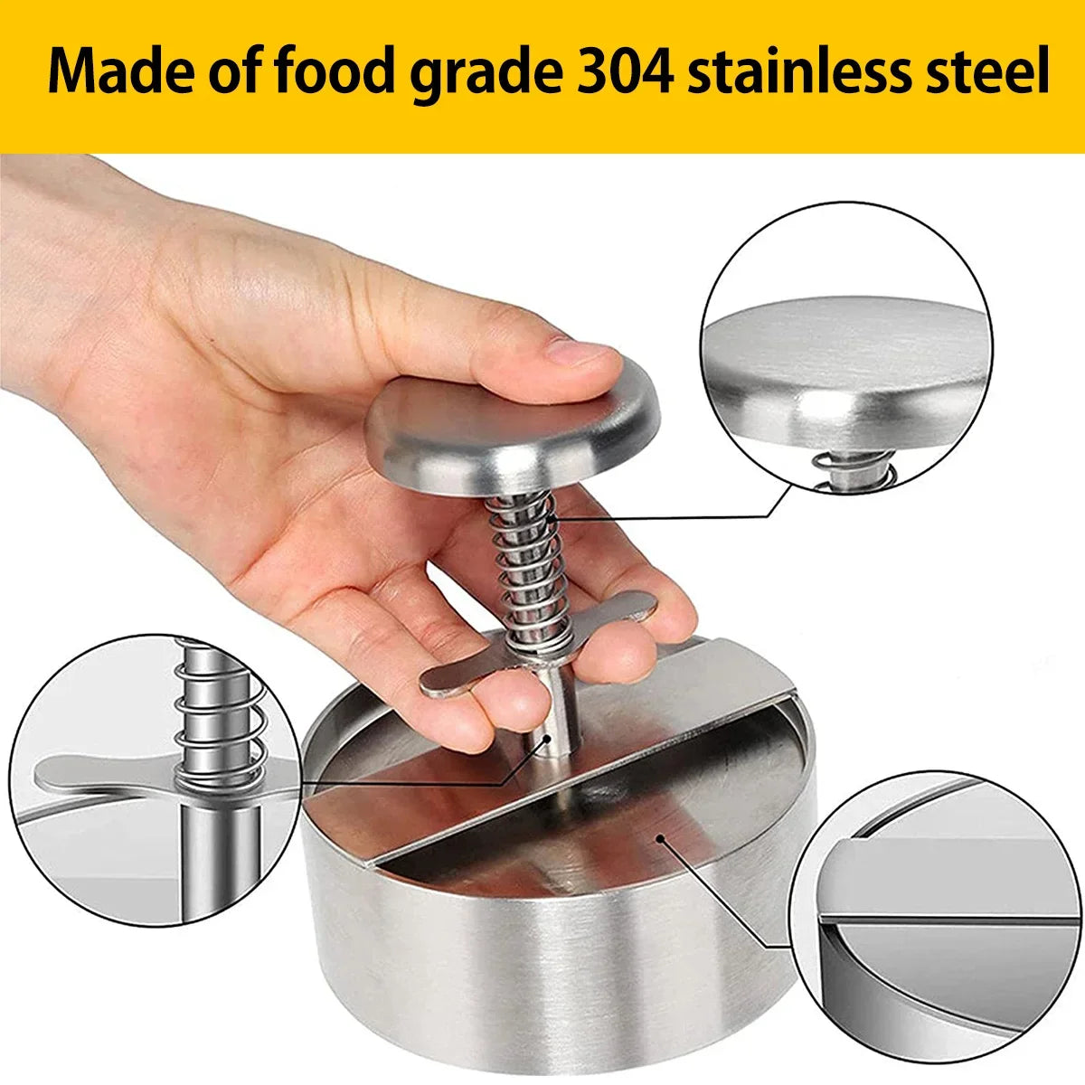 Stainless Steel Hamburger Press Non-Stick Burger Patty Maker