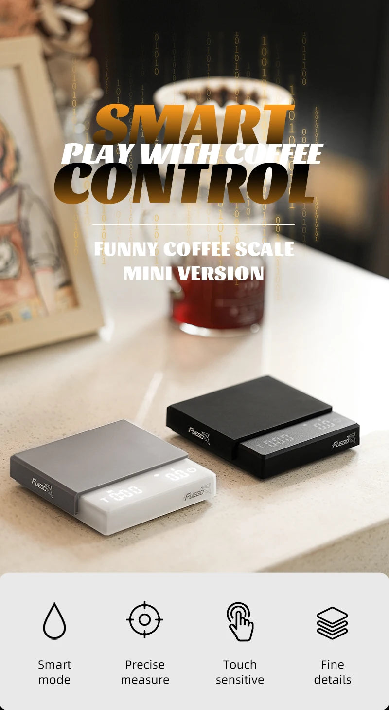 Fuego Kitchen Coffee Scale with Timer Rechargeable 0.1g Digital Espresso & Drip Brewer