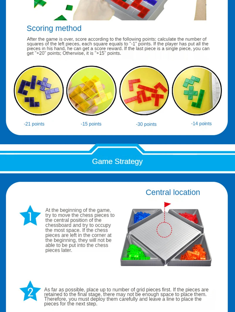 Novelty Puzzle Chess & Blokus Game – Fun Strategy Board for Kids & Family