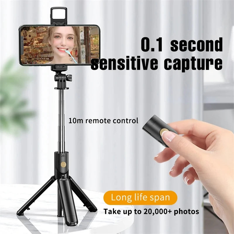 Wireless Selfie Stick Tripod with LED Light & Bluetooth Remote – Extendable Phone Stand for iPhone, Android & TikTok Live Streaming