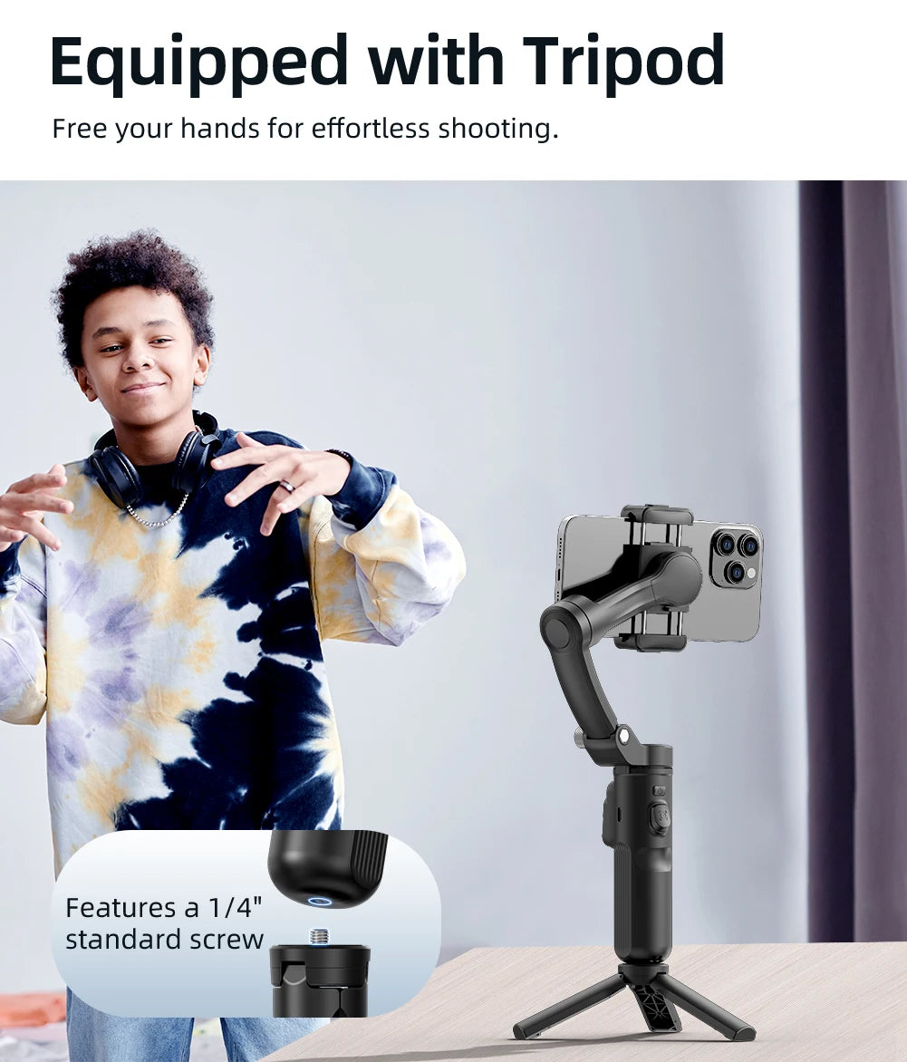 3-Axis Handheld Gimbal Stabilizer for Smartphone – Anti-Shake Video Tripod with Selfie Mode for iPhone & Xiaomi