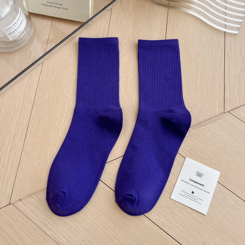 Japanese Fashion Sports Socks – Unisex Cotton Street Style Crew Socks for Autumn & Winter