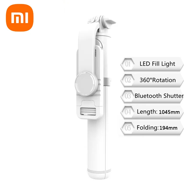 Xiaomi Selfie Stick 1045mm Bluetooth Tripod with LED Fill Light & Remote Shutter – Wireless Extendable Selfie Stand for Android & iPhone