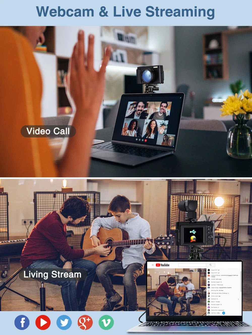 4K Digital Camera 48MP Vlogging Camera 3" Flip Screen Autofocus Anti-Shake