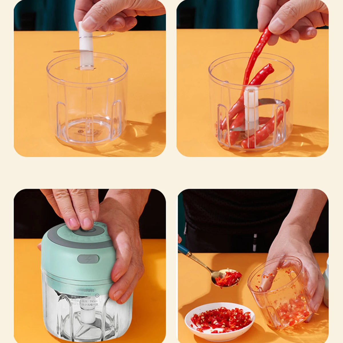 Electric Mini Garlic Chopper – USB Rechargeable Garlic & Meat Masher