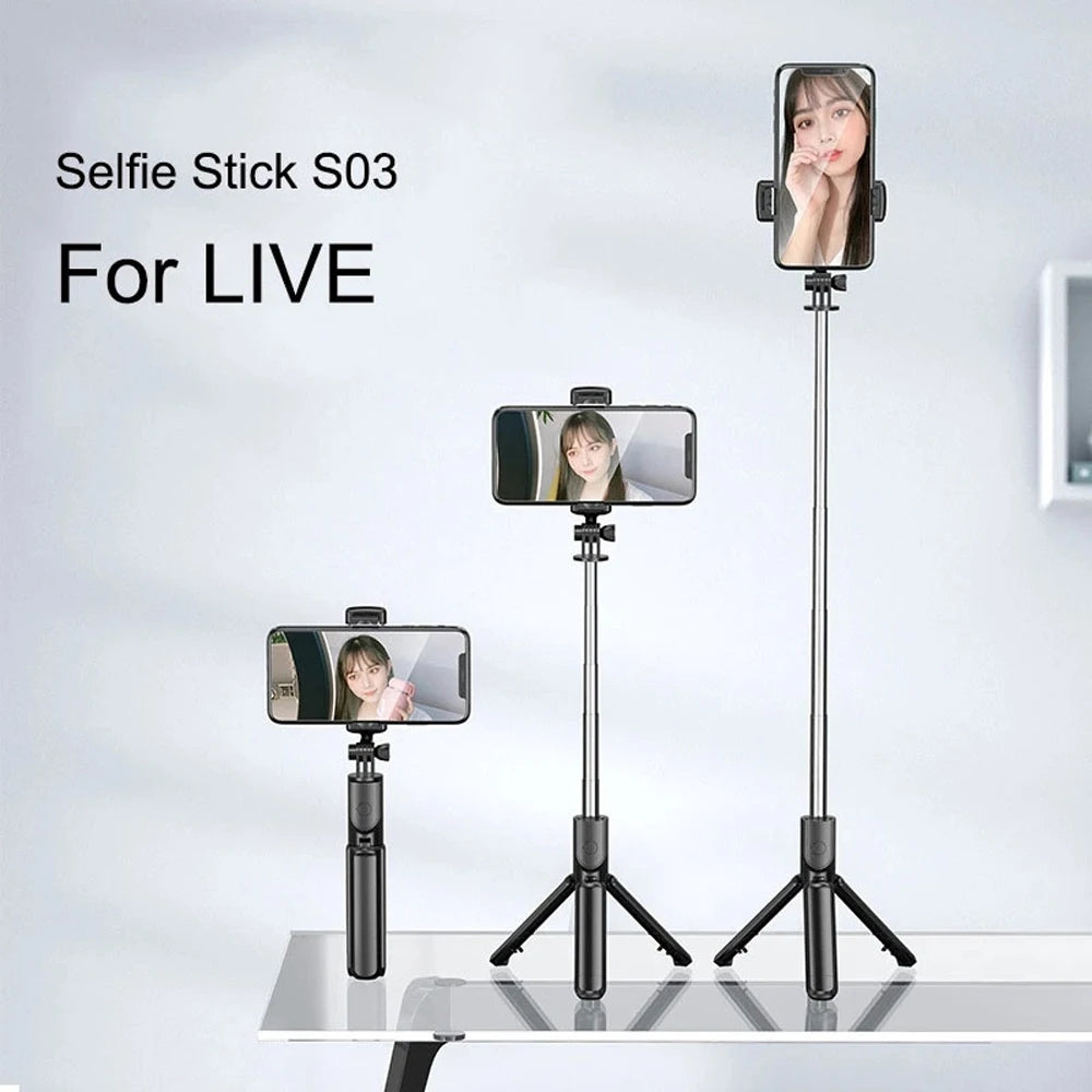 Wireless Bluetooth Selfie Stick Tripod with Fill Light & Remote – Foldable Portable Phone Stand for iPhone & Android