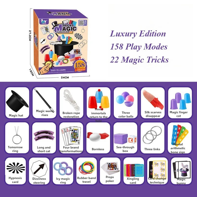 Children’s Magic Tricks Kit – Beginner Magic Set with Cards & Interactive Props