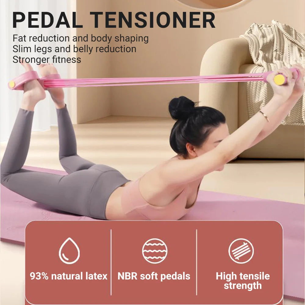6-Tube Resistance Band Set – Multi-Function Fitness & Yoga Tension Rope with Pedal Puller