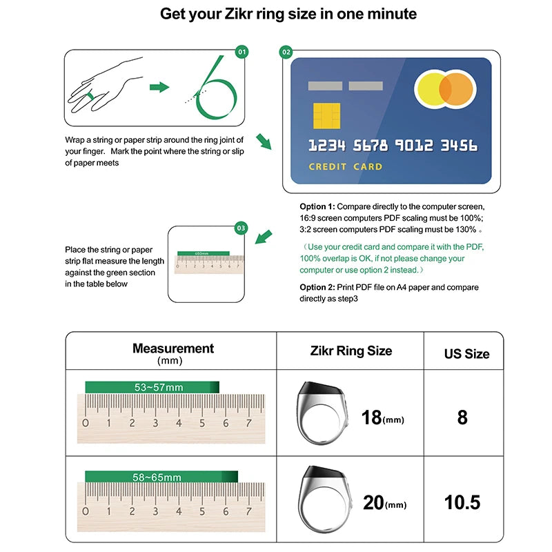 IQibla Smart Zikr Ring Digital Tasbih Counter with Prayer Reminder