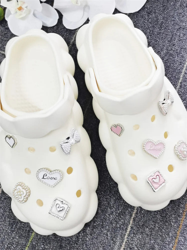 5PCS ABS Shoe Charms Buckles DIY Rhinestone Bowtie Clog Parts Decoration Garden Shoes Accessories For Women Birthday Party Gifts