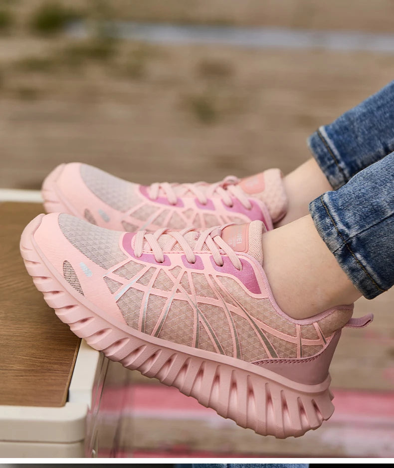 Pink Women’s Steel Toe Work Sneakers – Lightweight Safety Shoes Anti-Smash & Anti-Puncture