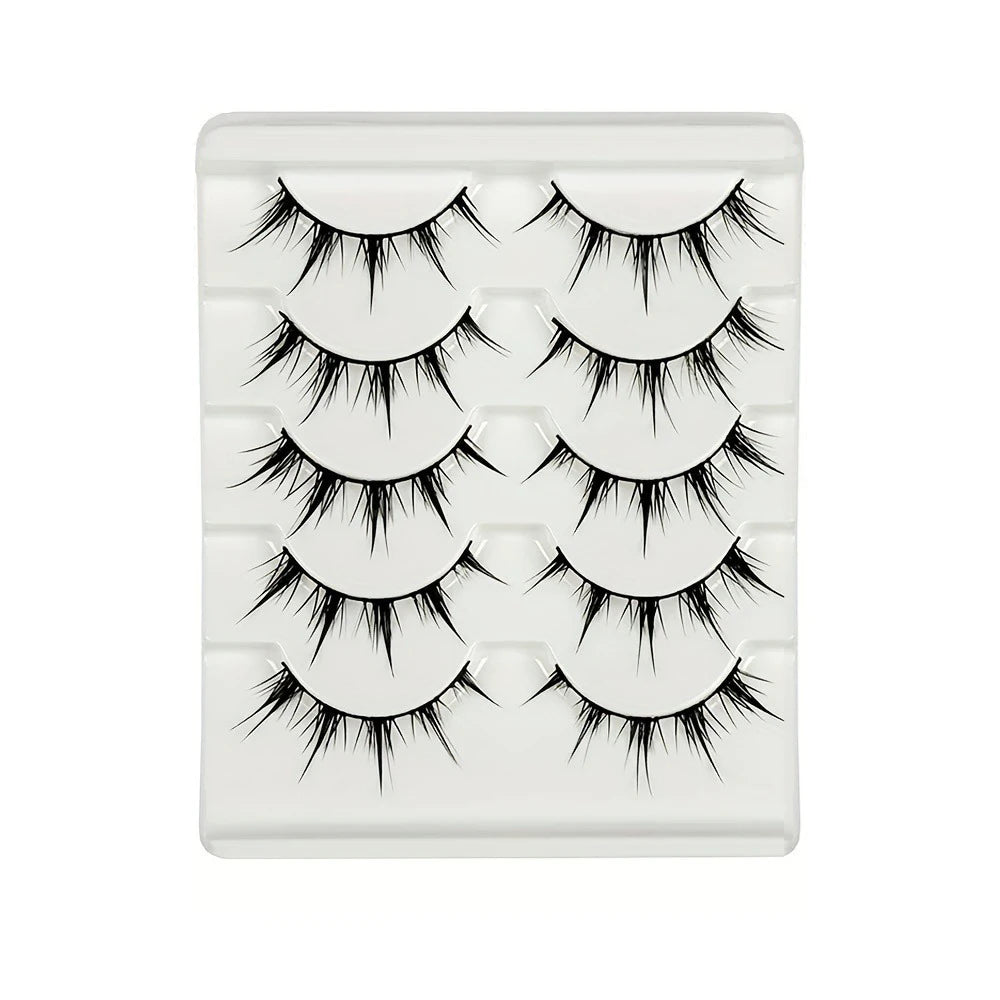 Anime-Inspired False Eyelashes – 5 Pairs Cartoon Eye Faux Lashes for Dramatic Demon Style Look