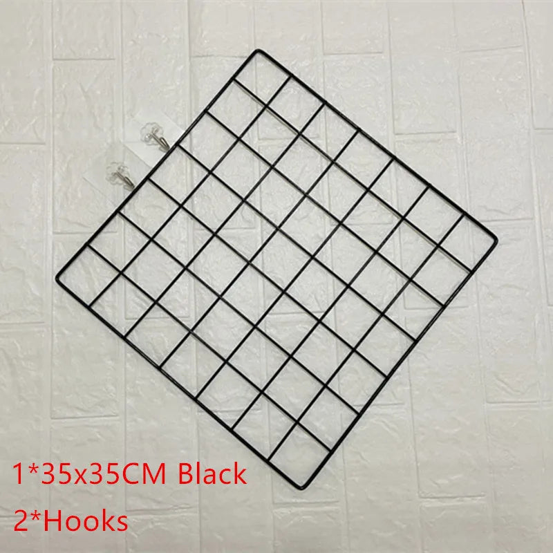 2/1pcs Iron Grid Wall Rack – INS Style Wall Decoration & Mesh Organizer Shelf for Home Display