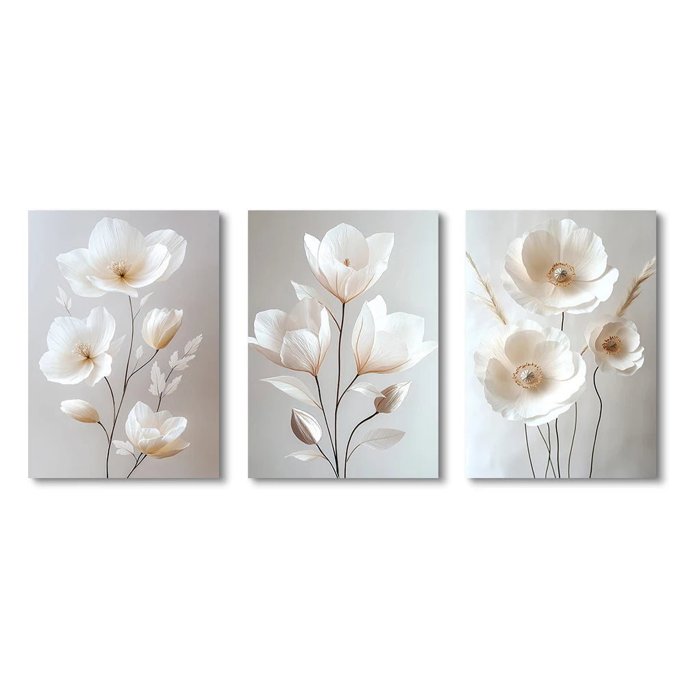 1/3pcs Frameless Nordic Peony Canvas – Modern Floral Wall Art for Home Décor