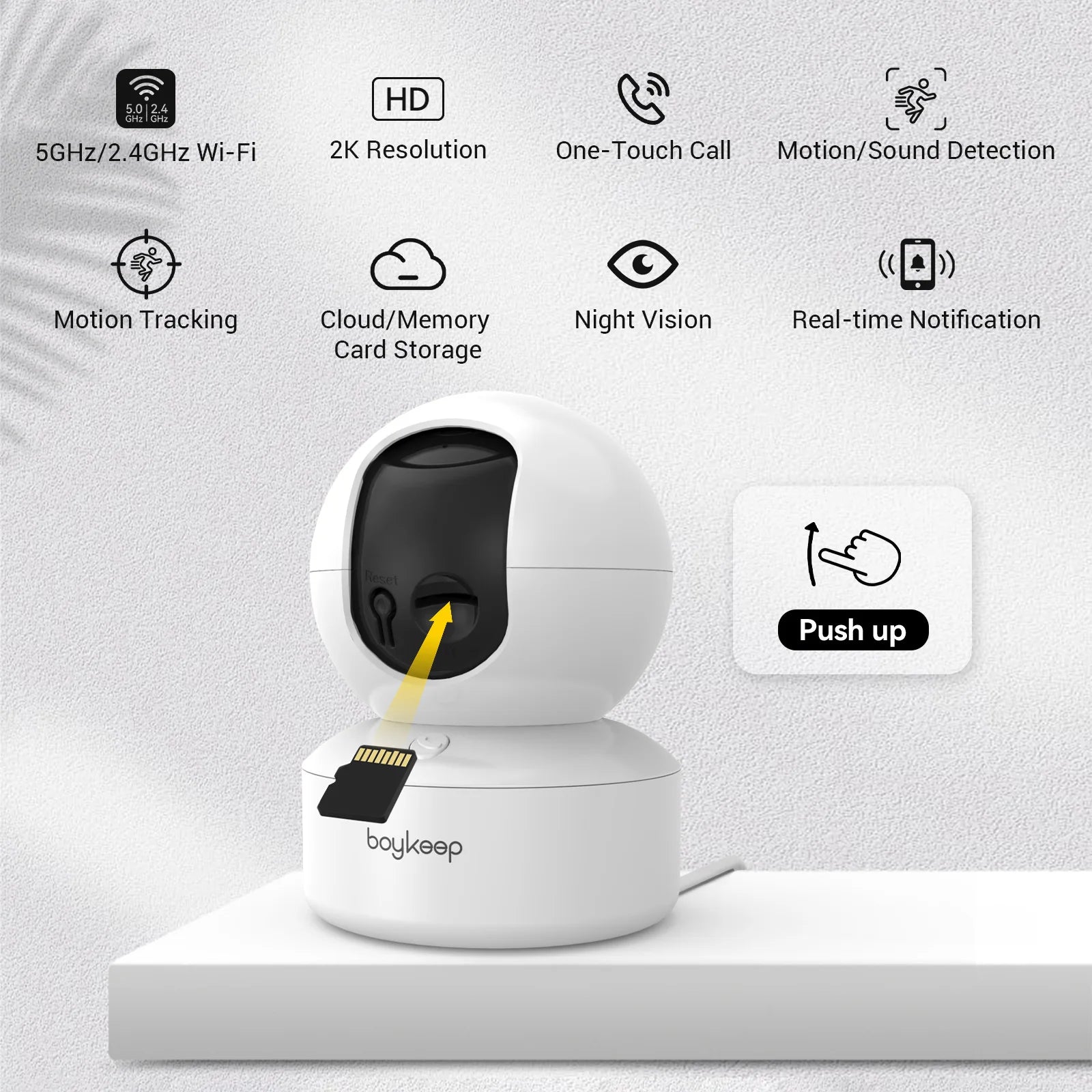 BoyKeep Smart Camera 2K WiFi Security Cam – 360° Indoor Baby Monitor with 5G/2.4GHz Dual-Band, Night Vision & Two-Way Audio