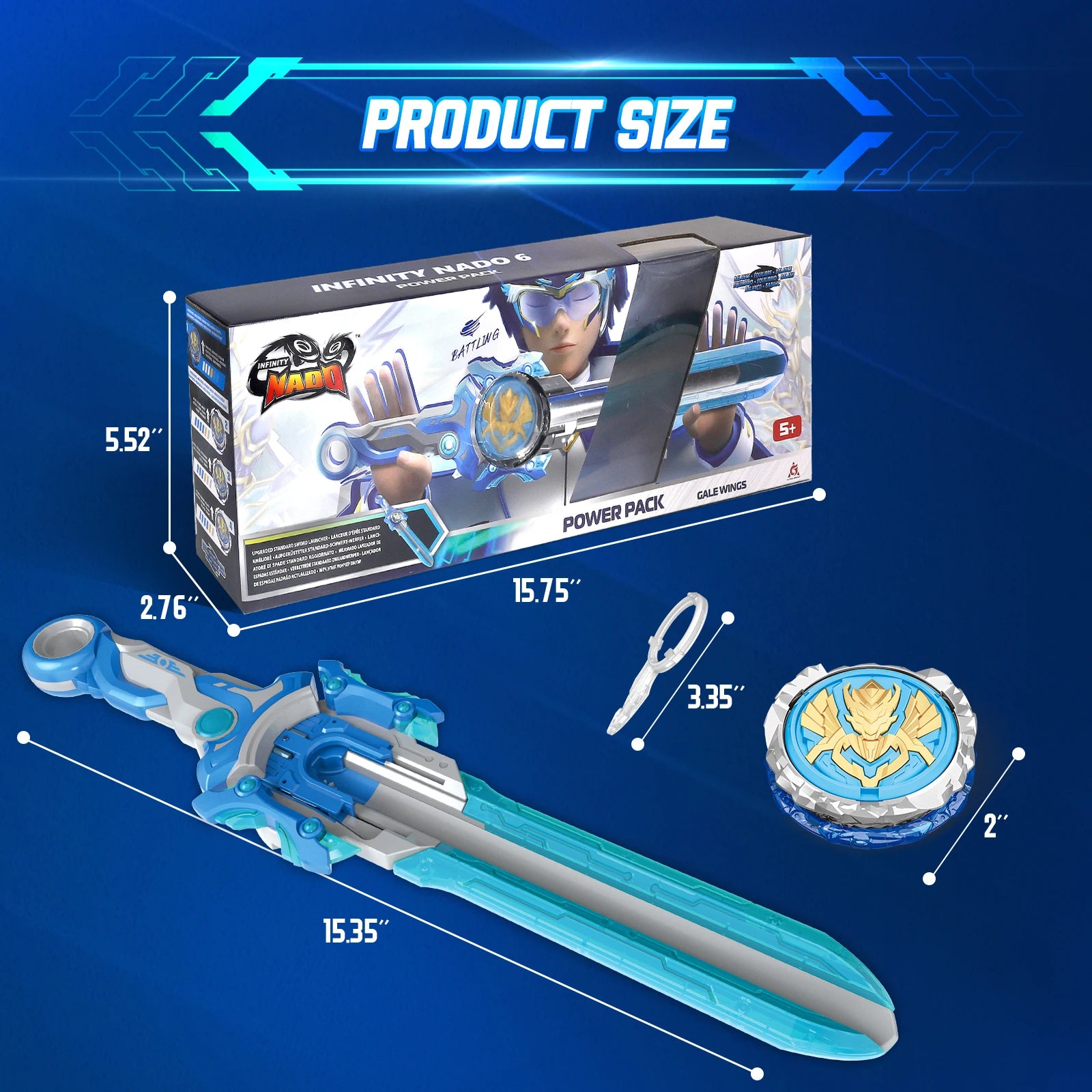 Infinity Nado 6 Power Pack – Metal Spinning Top with Sword Launcher for Kids