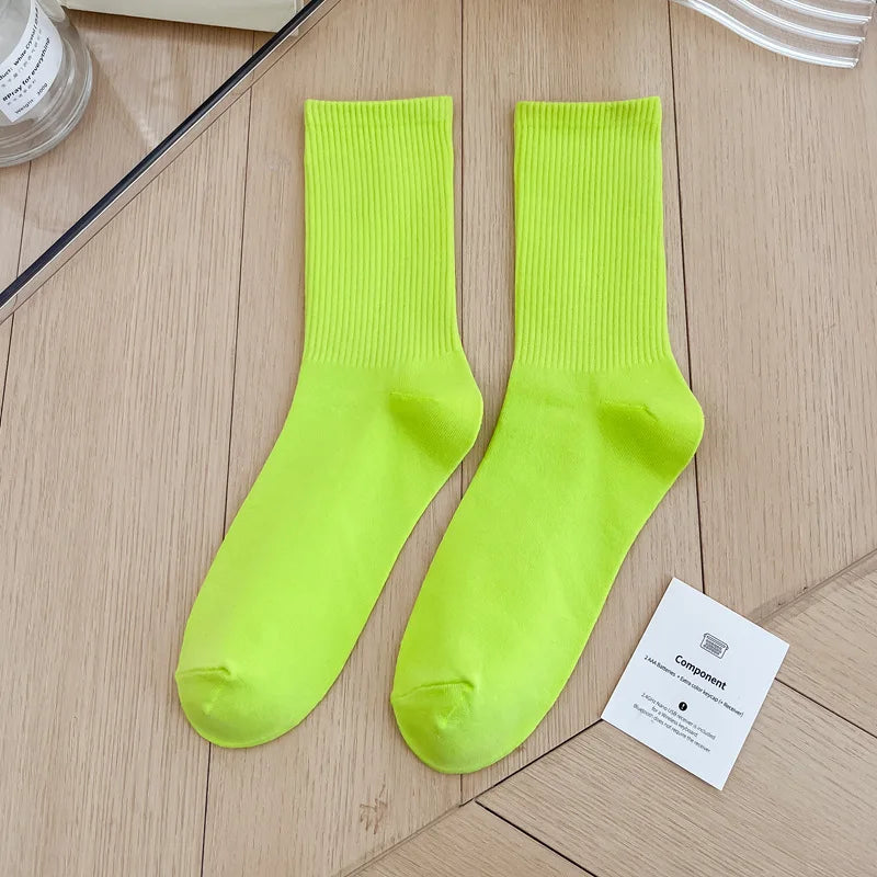 Japanese Fashion Sports Socks – Unisex Cotton Street Style Crew Socks for Autumn & Winter