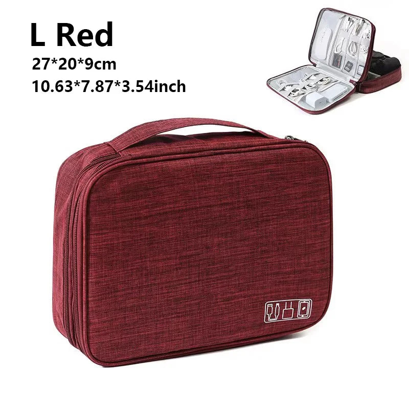 Waterproof Cable Storage Organizer Bag – Portable Travel Electronic Accessories Case for Cables & Chargers