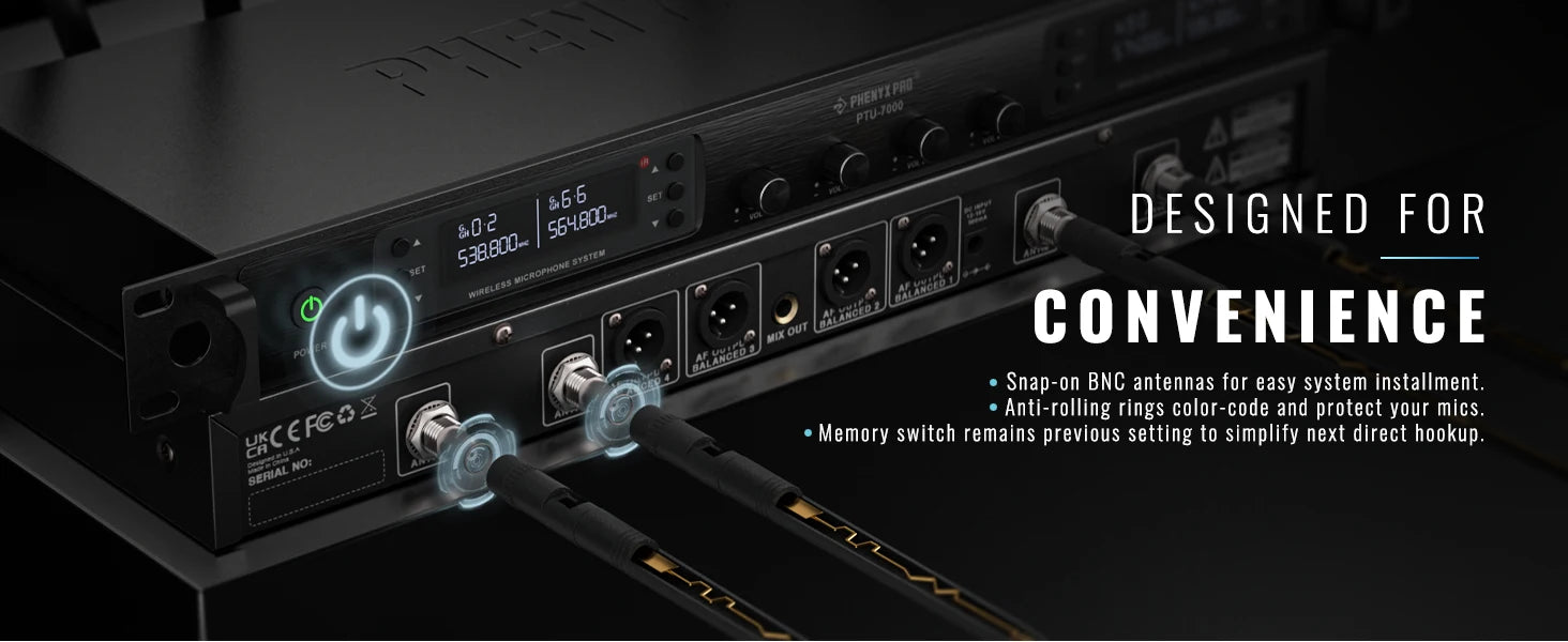 Phenyx Pro PTU-7000 4-Mic UHF Wireless System with Auto Scan & Frequency Selection