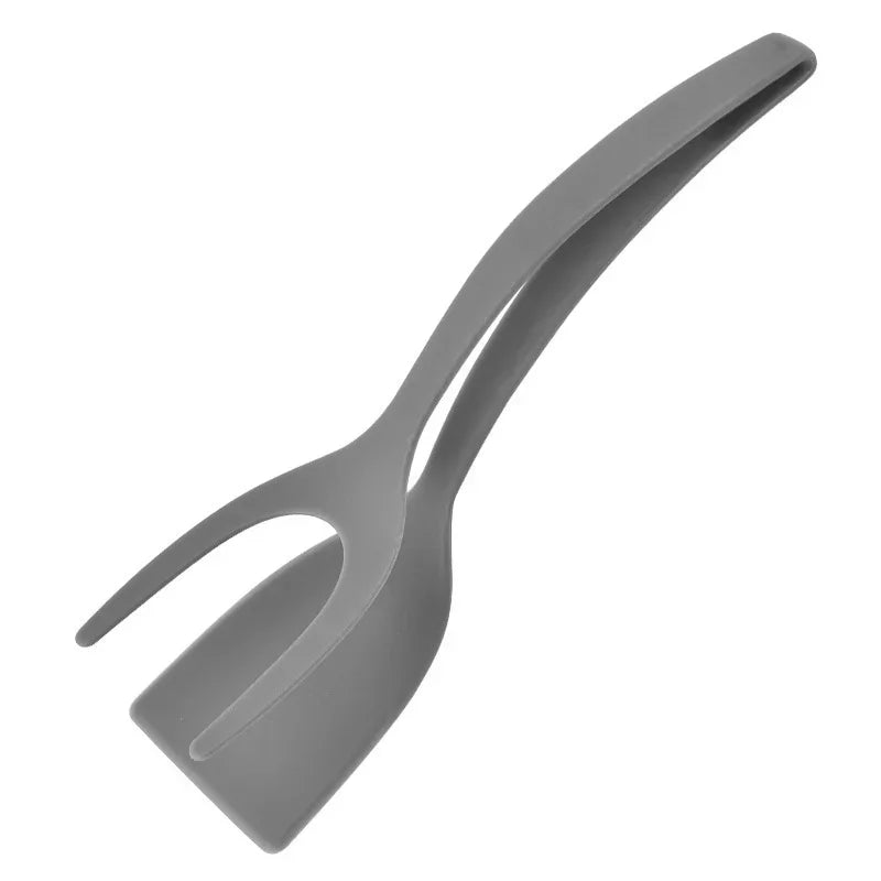 2-in-1 Silicone Egg Flipper Spatula Tongs Non-Stick Kitchen Tool