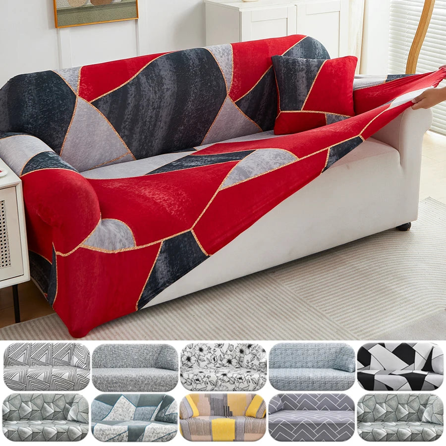 Floral Stretch Sofa Cover – Elastic Furniture Protector for Home & Office
