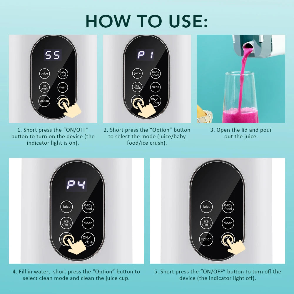 6-Blade Portable Electric Juicer Cup USB Rechargeable Personal Blender