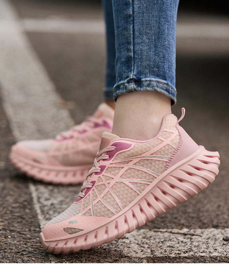 Pink Women’s Steel Toe Work Sneakers – Lightweight Safety Shoes Anti-Smash & Anti-Puncture