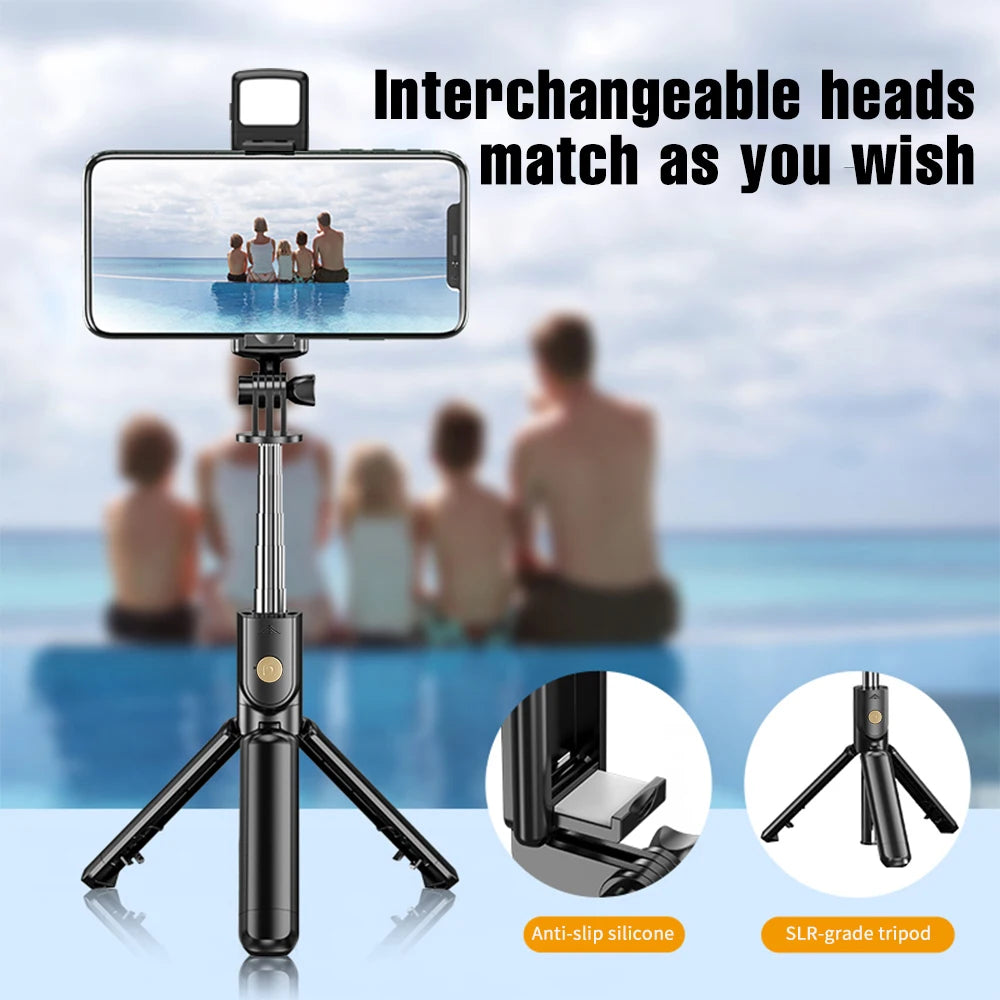 Wireless Selfie Stick Tripod with LED Light & Bluetooth Remote – Extendable Phone Stand for iPhone, Android & TikTok Live Streaming